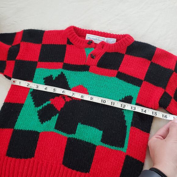 Vintage Scotty Checkerboard Knit Sweater kids 7/8 - Picture 4 of 5